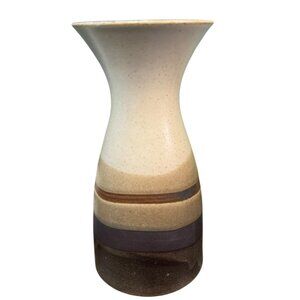 Stoneware Vase With Earthy Tones & Flared Rim Flowers Garden Art Outside Earthy